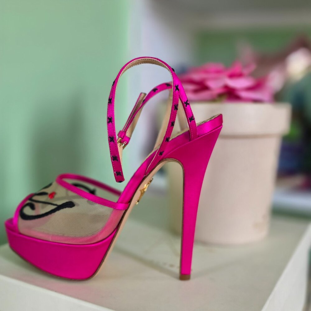 Charlotte Olympia "Paris" heels – Fuchsia satin, EU 37.5 (US 7.5) - Picture 6 of 16